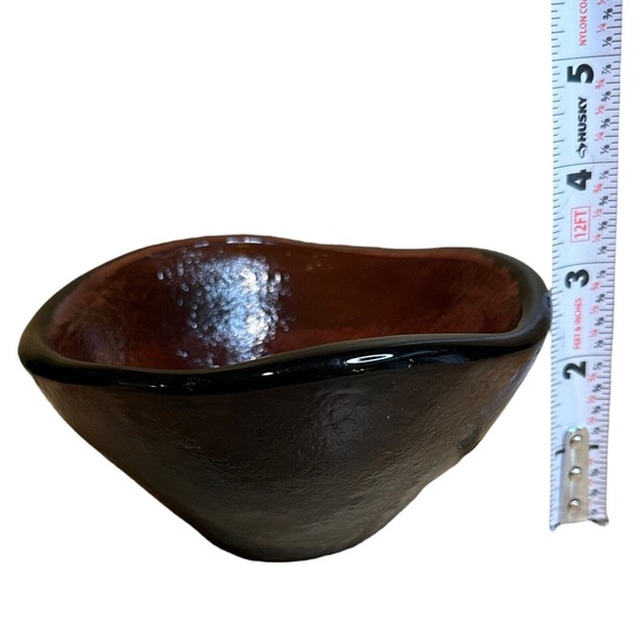 Dark Purple Thick Art Glass Bowl Candy Dish .25 in Thick 3" x 5.5" Grape Vintage - Picture 8 of 10